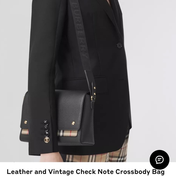 Authentic Burberry Medium Note Leather & Vintage Check Crossbody Bag - Picture 9 of 9